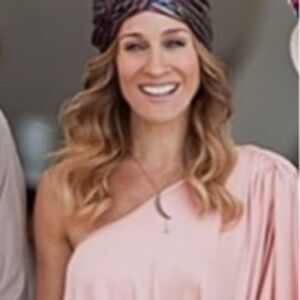 Halston Heritage Pink One Shoulder Caftan Dress - seen on Carrie Bradshaw!